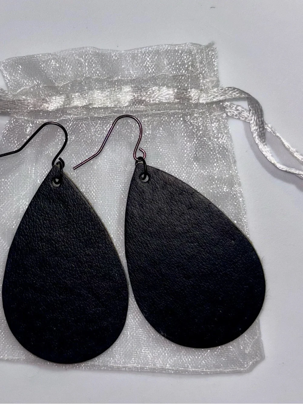 Leopard Print Teardrop Dangle Earrings - Brown and Black